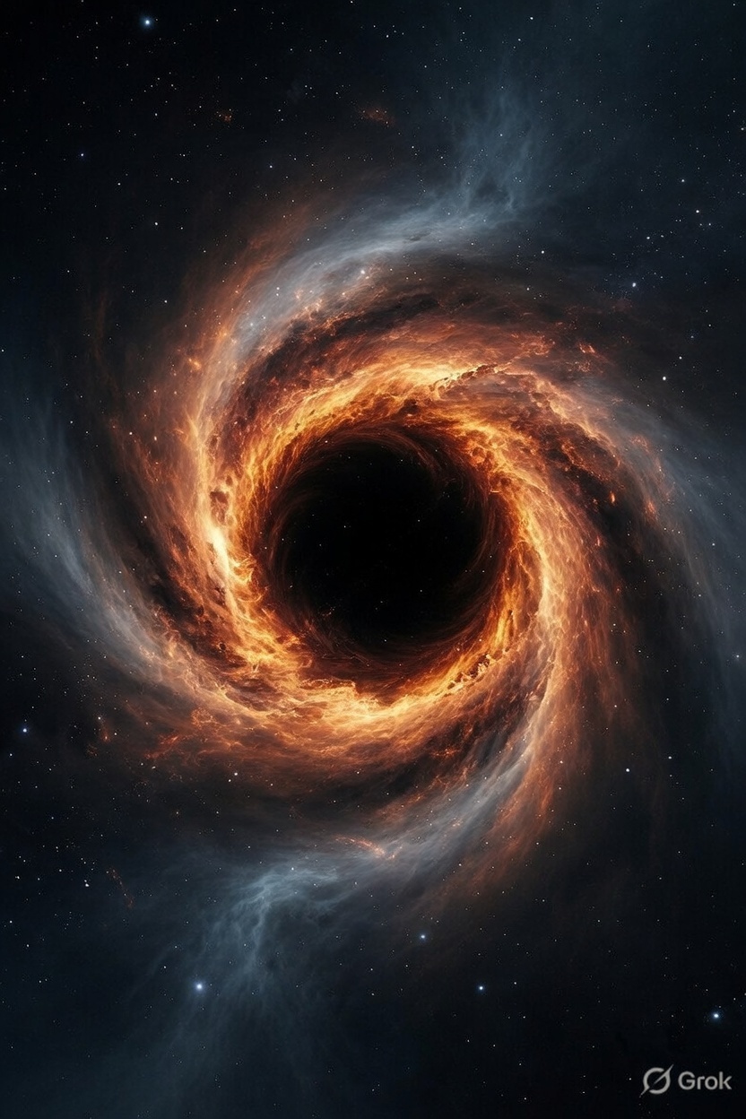 dramatic swirling accretion disk