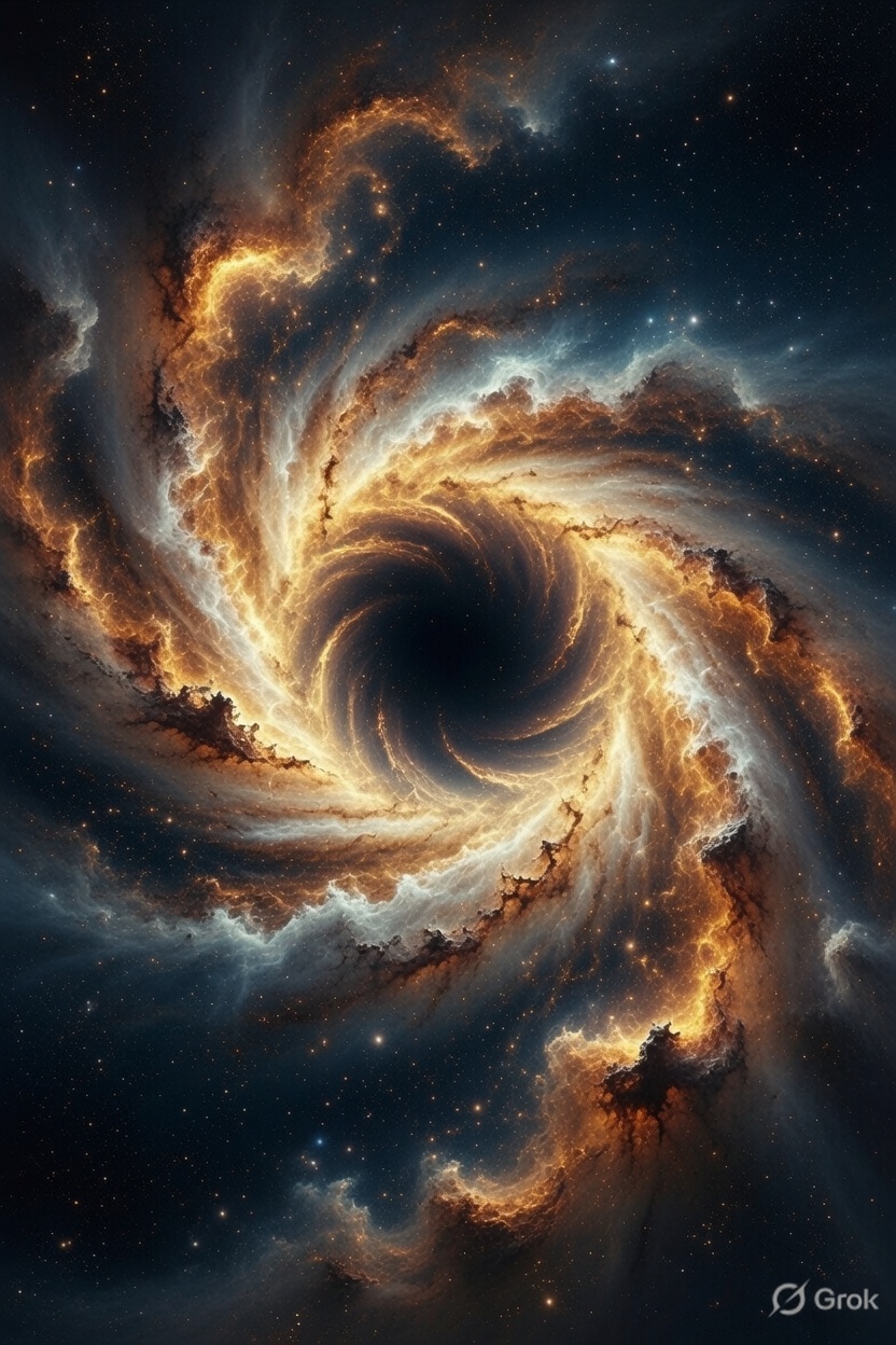 dramatic swirling accretion disk